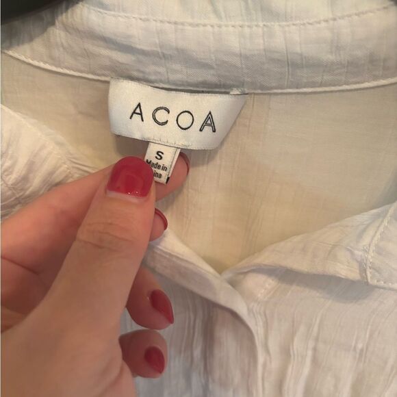 Acoa White Linen Button Down Shirt - Picture 3 of 4